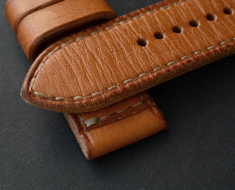 24x24mm Orange leather watch strap PAM style Etsy