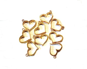 Small Gold Heart Charms, Love Charms, Valentine Charms, 16x13mm, (SP0112823)