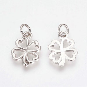 5pc or 10pc Pkgs Silver Toned Shamrock Charms with attached jump ring - Bulk Irish Charms - Clover Charm - Shamrock Charm Charm (SPQ34211P)