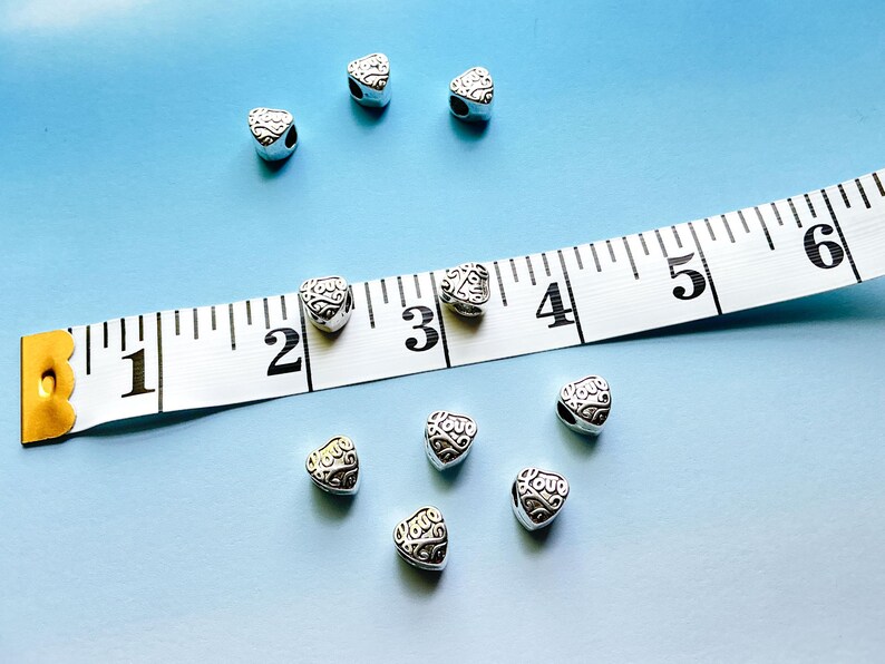 Silver Heart Charm Beads - Large Hole Beads - Metal European Beads - Bulk Love Beads - Bulk Clearance Beads - Bulk Heart Beads (SP12444) image 5