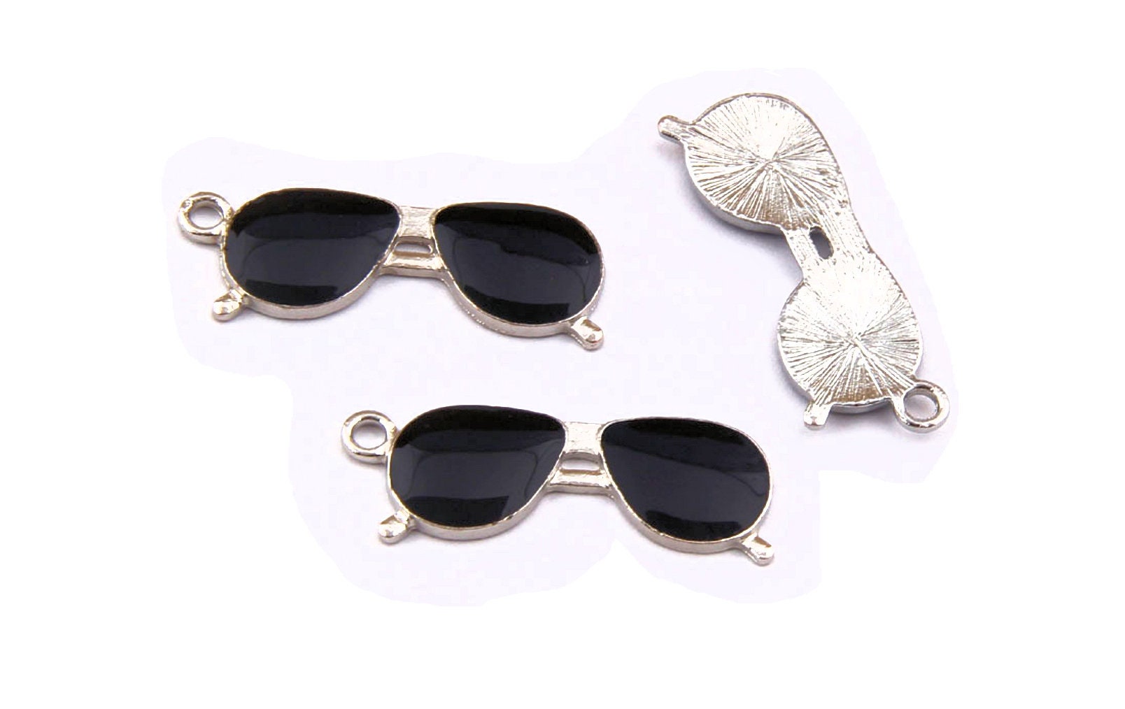 5pc Pkgs Sunglass Charms Black Enamel Sunglasses Bulk Etsy