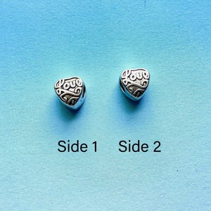 Silver Heart Charm Beads - Large Hole Beads - Metal European Beads - Bulk Love Beads - Bulk Clearance Beads - Bulk Heart Beads (SP12444) image 2