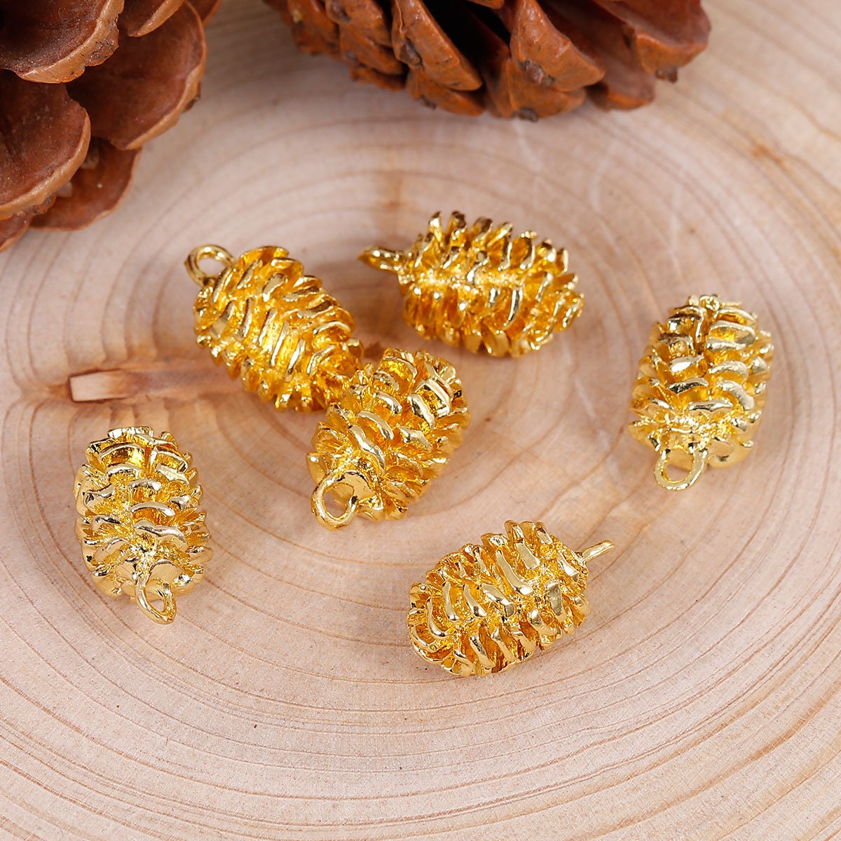 5pc Pkgs Gold Pine Cone Charms Bulk Pine Cone Charms Bulk Etsy