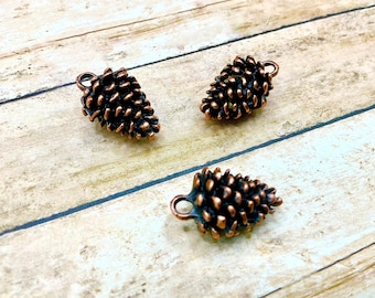 5pc Pkgs Pine Cone Charms - Bulk Pinecone Charms- Bulk Autumn Charms - Small Metal Pine Cone Pendants - Tree Charms (SP0085490)