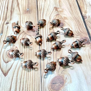 Bulk Acorn Charms Small Antique Copper Charms Tree Charms