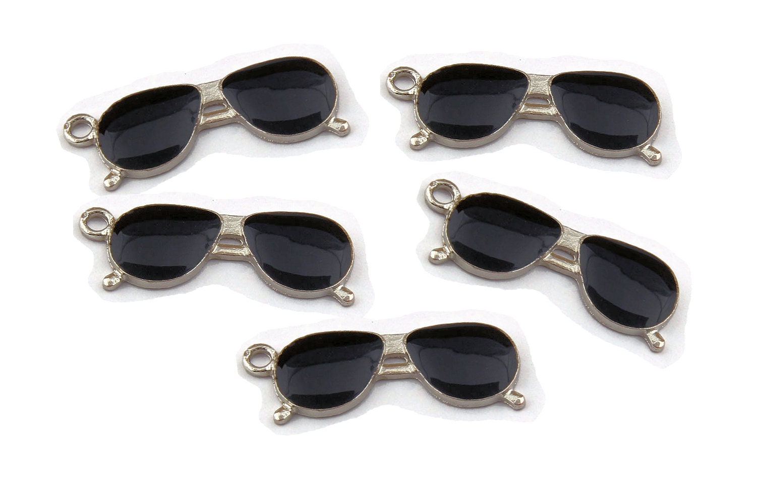5pc Pkgs Sunglass Charms Black Enamel Sunglasses Bulk Etsy