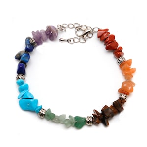 Natural Gemstone Bracelet - Multicolored Meditation Bracelet - Chakra Bracelet - Stone Bracelet- Yoga Chakra Jewelry - (SP0139780)