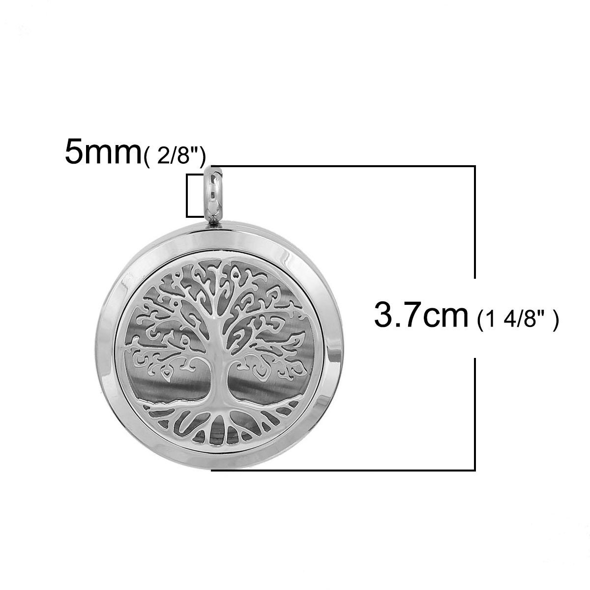 Tree of Life Stainless Steel Diffuser Locket, Five Pads, Magnetic ...