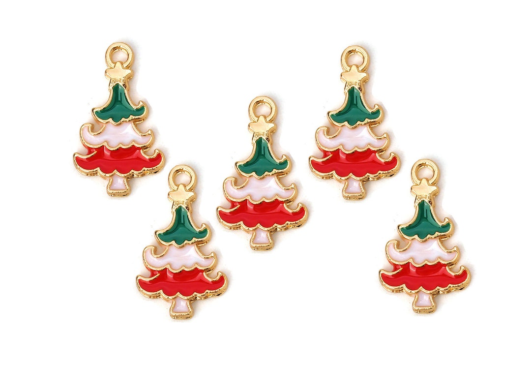 5pc or 10pc Pkgs Bulk Christmas Tree Charms Gold Plated Etsy