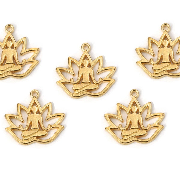 Gold Yoga Charm Etsy