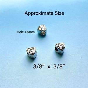Silver Heart Charm Beads - Large Hole Beads - Metal European Beads - Bulk Love Beads - Bulk Clearance Beads - Bulk Heart Beads (SP12444) image 4