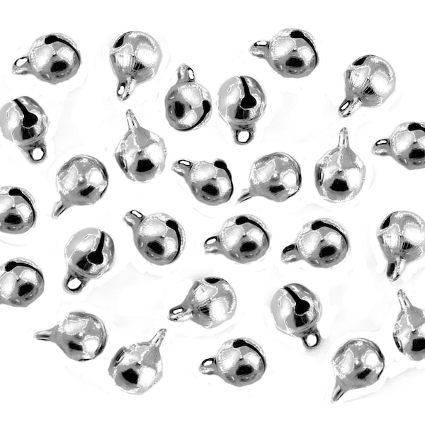 100pc Pkgs Bulk Tiny Jingle Bell Charms - Bulk Silver Bell Charms - Bulk Bell Charms - Christmas Charms (SP0098584)