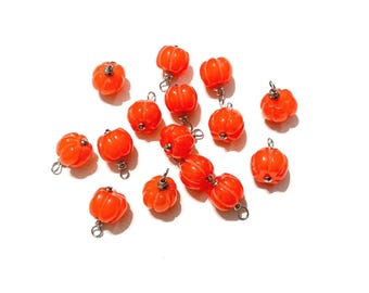 Orange Pumpkin Charms: Acrylic Fall Charms, Halloween Charms, 19x13mm, (SPJF0276)