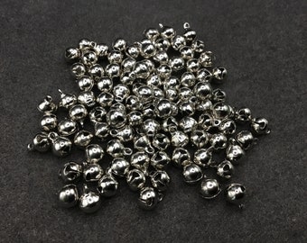 100pc Pkgs Bulk Small Jingle Bell Charms - Bulk Silver Bell Charms - Bulk Bell Charms - Christmas Charms (SP10907)