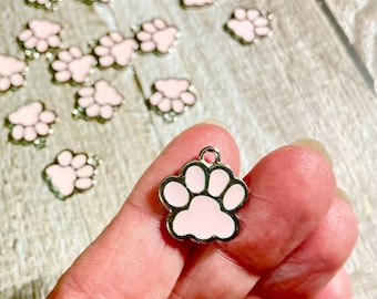 Pink Dog Paw Charms, Dog Lover Charms, Dog Mom Charm, Memorial Charms, 17x16mm, (SP661692)