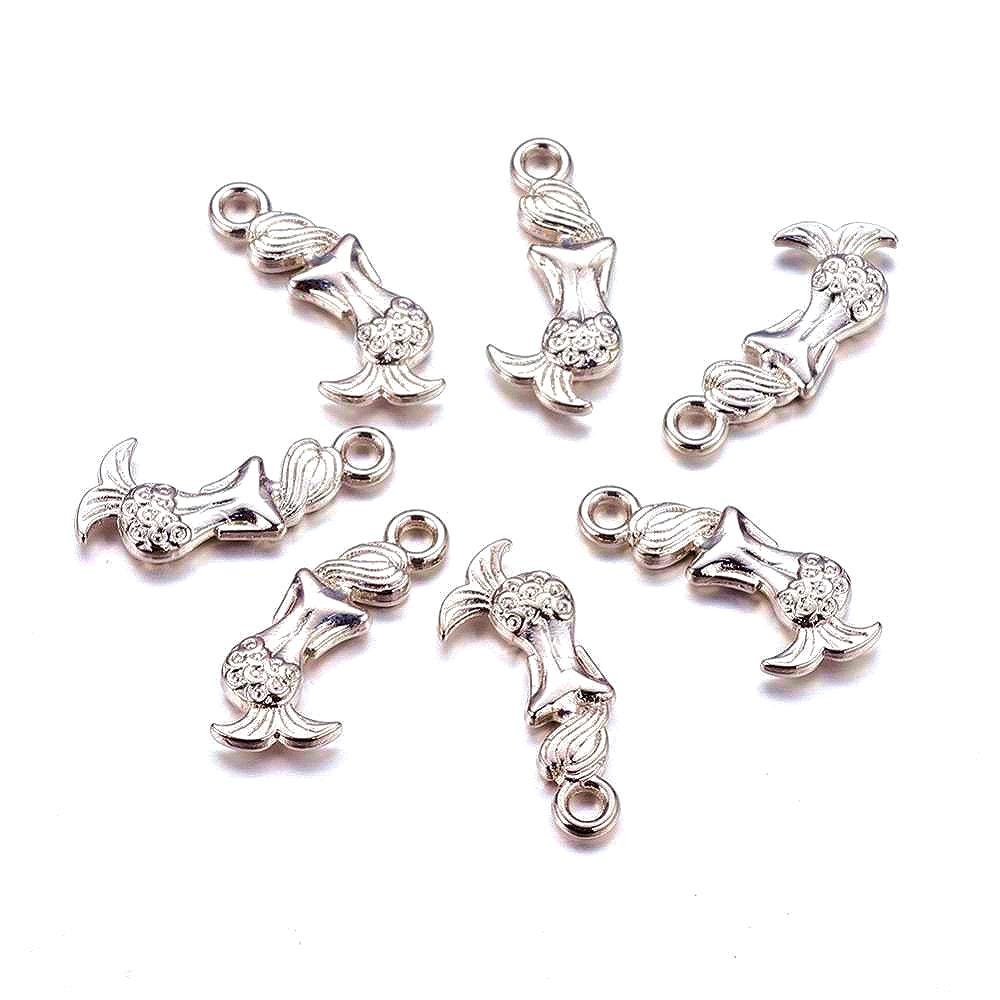 40pc Pkgs Small Mermaid Charms, Mermaid Charms, Silver Mermaid Charms, Mermaid Charms, Beach Charms, 20x9mm, (SP5402P)