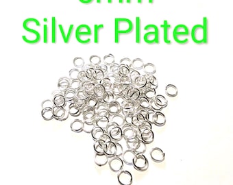 100pc Pkg 5mm Round Silver Plated Opened Jump Rings, (SP00492)