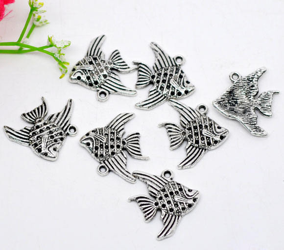 5pc Pkgs Silver Fish Charms Tropical Fish Charm Bulk Fish - Etsy