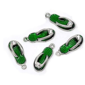 Green Sandal Charms - Bulk Beach Shoe Charms - Bulk Tropical Charms - Bulk Flipflop Charms - Vacation Charms - Bulk Sandal Charms (SP09463)
