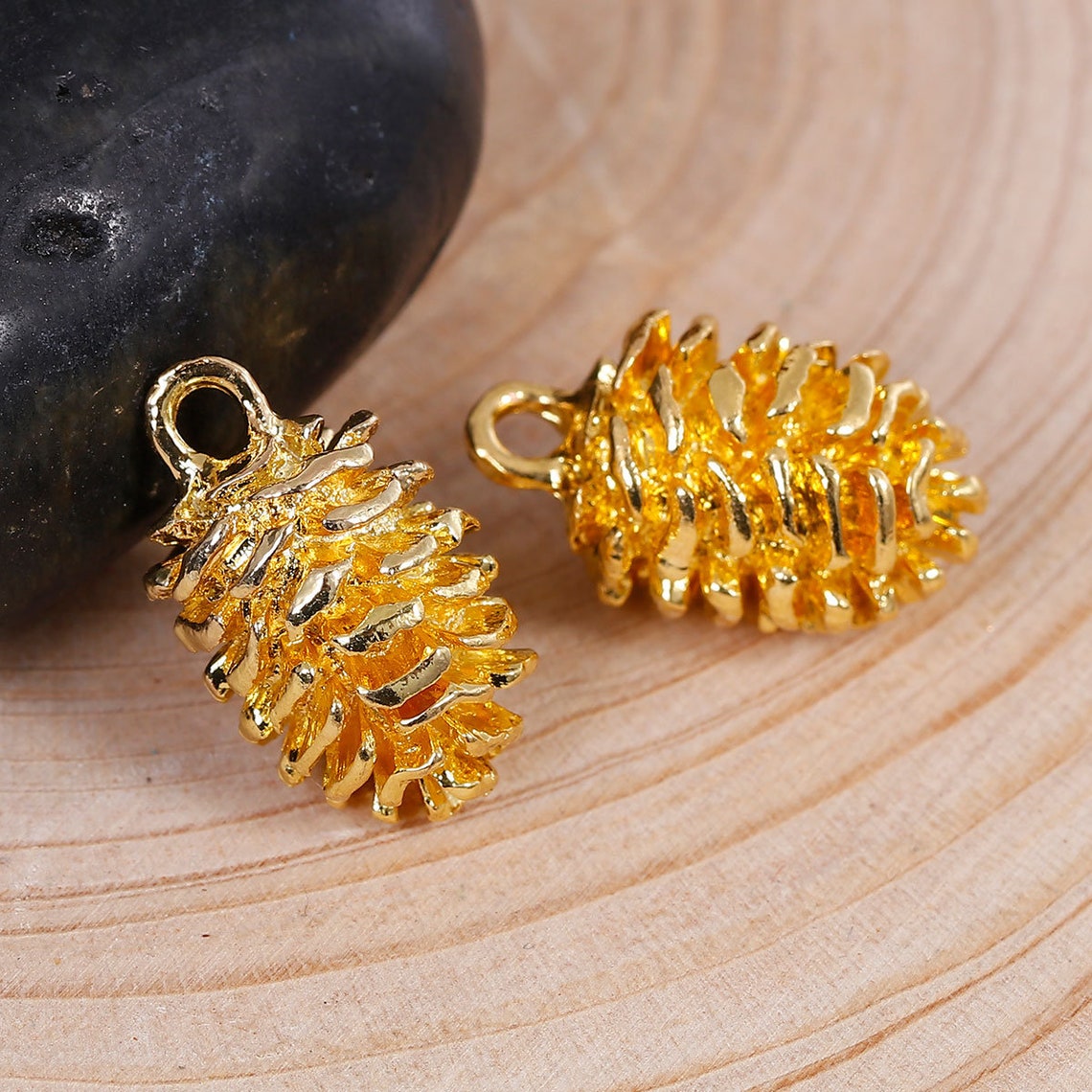 5pc Pkgs Gold Pine Cone Charms Bulk Pine Cone Charms Bulk Etsy