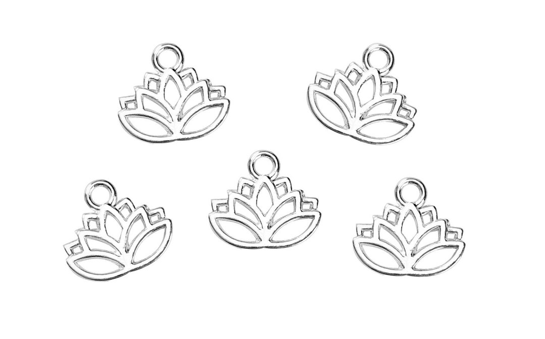 5pc or 10pc Pkgs Bulk Lotus Flower Charms Bulk Yoga Charms Meditation