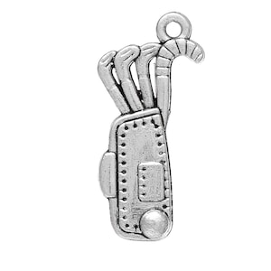 10pc Pkgs Golf Bag Charms - Bulk Silver Golf Charms - Clearance Sports Charms - Bulk Golf Bag Charms - Bulk Sports Charms  (SP62952)
