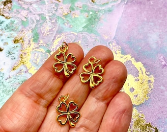 Golden Shamrock Charms: Irish Clover Jewelry Making ,17x13mm, (SPQ34211)
