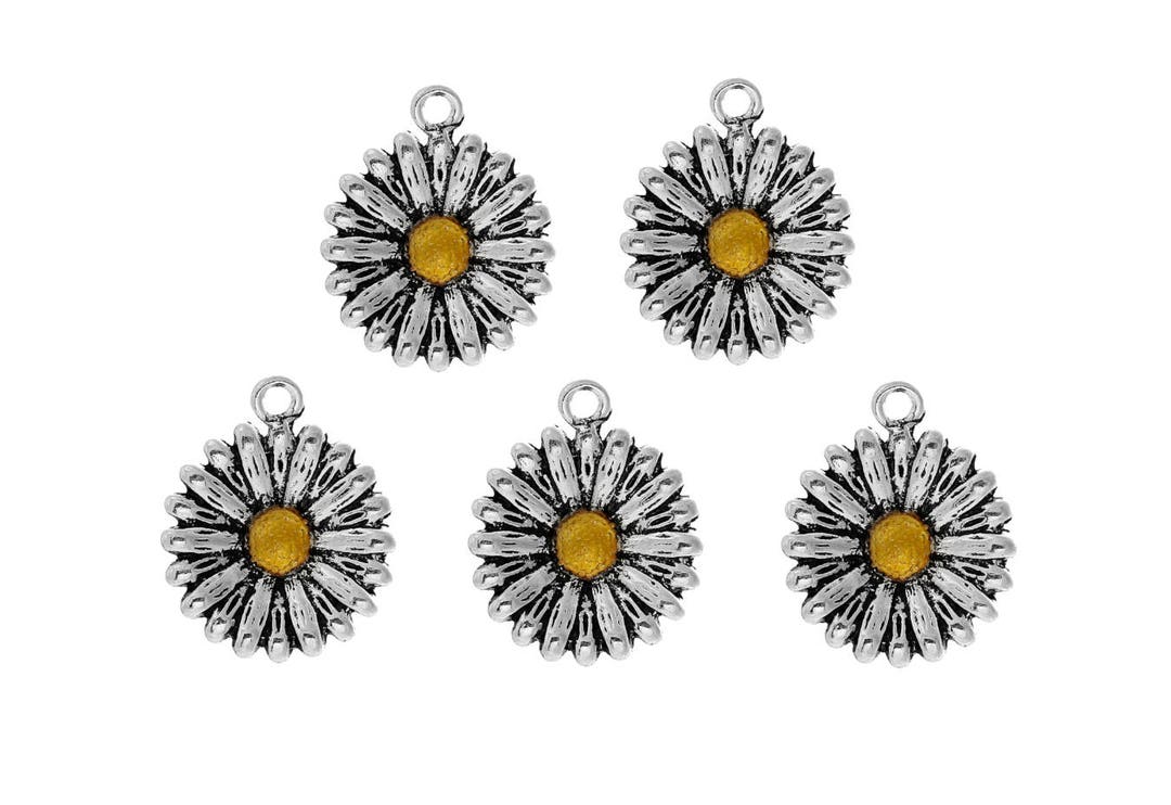 10pc Pkgs Twotone Flower Charms Bulk Sunflower Charms Bulk Daisy