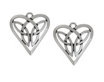 2pc Celtic Knot Heart Charm Pendants - Bulk Irish Charms - Bulk Irish Pendants - Bulk Celtic Charms - Celtic Pendants (SP0081801)