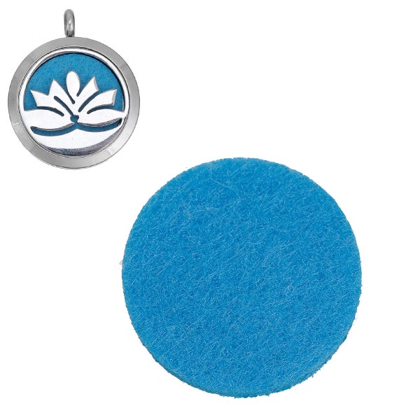 Bulk 5pc Pkgs 22mm Blue Unscented Round Oil Diffuser Felt Pads - Bulk Diffuser Pendant Pads (SP0081505)