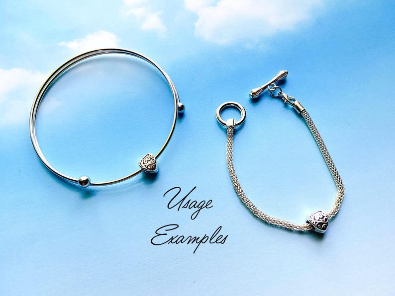 Silver Heart Charm Beads - Large Hole Beads - Metal European Beads - Bulk Love Beads - Bulk Clearance Beads - Bulk Heart Beads (SP12444) image 6