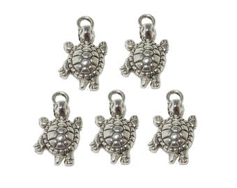 10pc Pkgs Turtle Charms - Sea Tortoise Charm - Sea Animal Charms - Sea Turtle Jewelry Finding - Sea Turtle Charms (SP00105)