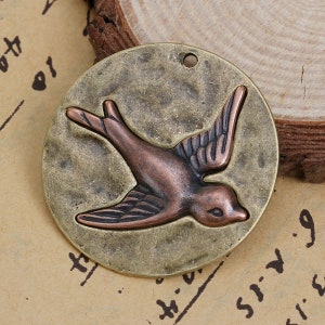 Antique Bronze and Antique Copper Bird Pendant - Necklace Findings - Antique Bronze Pendants - Animal Charm Pendant (SP0081737)