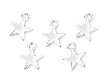 10pc Pkgs Star Charms - Bulk Star Charms - Silver Star Charms - Celestial Charms - Bulk Charms - Christmas Charms (SP0113072)