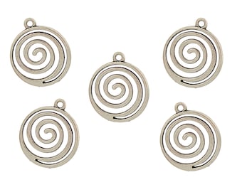 5pc or 10pc Pkgs Silver Spiral Charm - Spiral Pendant - Jewelry Findings - Jewelry Supplies (SP0103788)