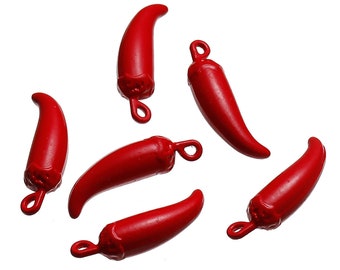 5pc or 10pc Pkgs Red Chili Pepper Charms - Bulk Spicy Charms - Bulk Chili Pepper Charms - Bulk Hot Pepper Charms - (SP0081037)