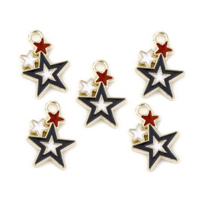 10pc Pkgs Red White and Blue Charms - Star Charms - Patriotic Charms - Patriotic Star Charms - 4th of July Charms (SP884892)