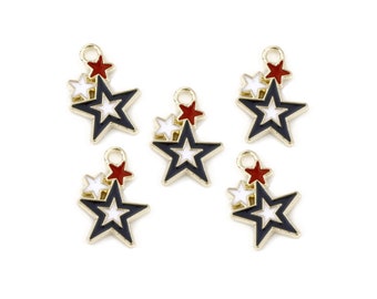 10pc Pkgs Red White and Blue Charms - Star Charms - Patriotic Charms - Patriotic Star Charms - 4th of July Charms (SP884892)