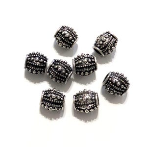 Barrel Shaped Spacer Beads, Silver Large Hole, European Style Raised Dot Pattern, 11x10mm, (SP16020)