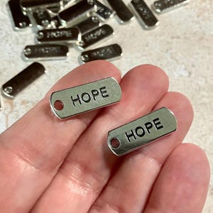 5 or 10pc Pkgs &quot;Hope&quot; Charm - Silver Hope Charm - Hope Pendant - Hope Pendant - Positive Message Charm - Bulk Inspirational Charms (SP42956)