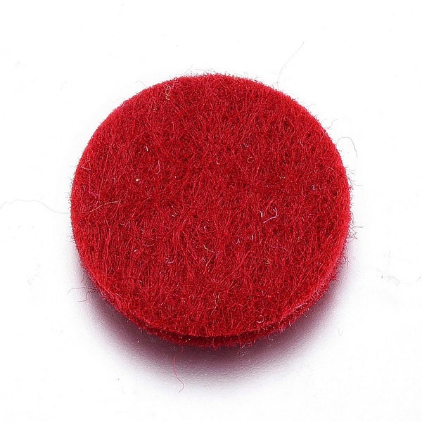 Bulk 5pc Pkgs 22mm Red Unscented Round Oil Diffuser Felt Pads - Bulk Diffuser Pendant Pads (SPD02101C)