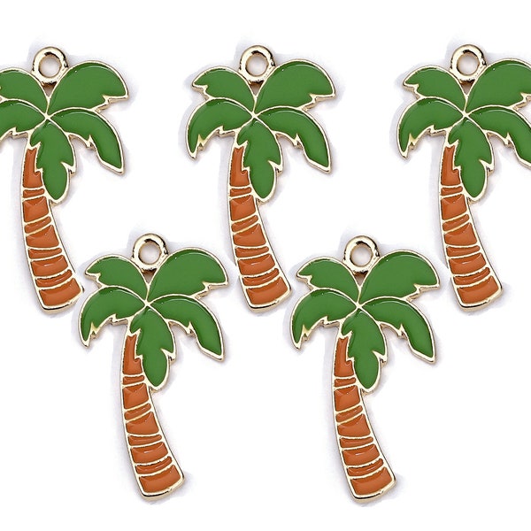 5pc or 10pc Pkgs Palm Tree Charms - Coconut Palm Tree Charms - Tropical Charms - Beach Charms - Palm Tree Pendants (SP0107454)