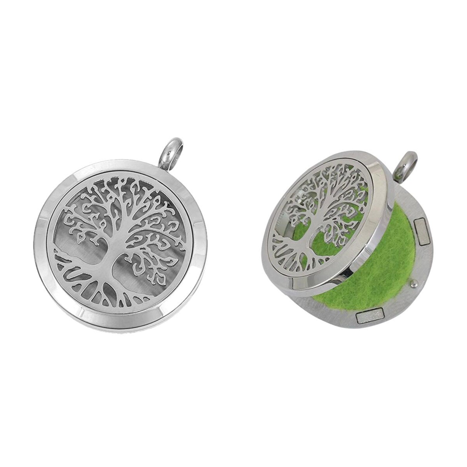 Tree of Life Stainless Steel Diffuser Locket, Five Pads, Magnetic ...
