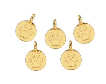 Gold Dog Paw Charms: Pet Memorial Jewelry Supplies (16x11mm), SP0123852