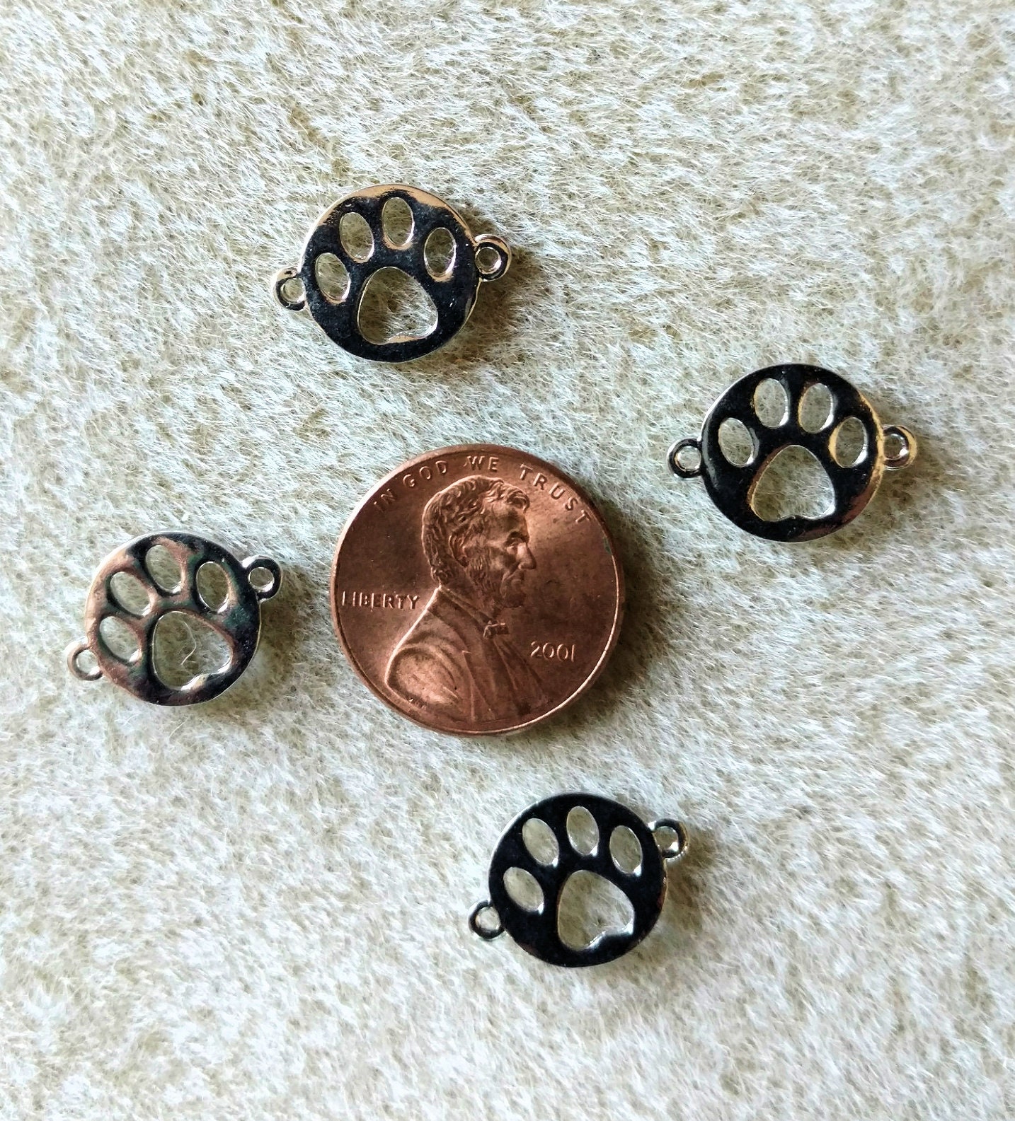 5pc or 10pc Pkgs Bulk Paw Charm Connectors Small Dog Print Etsy