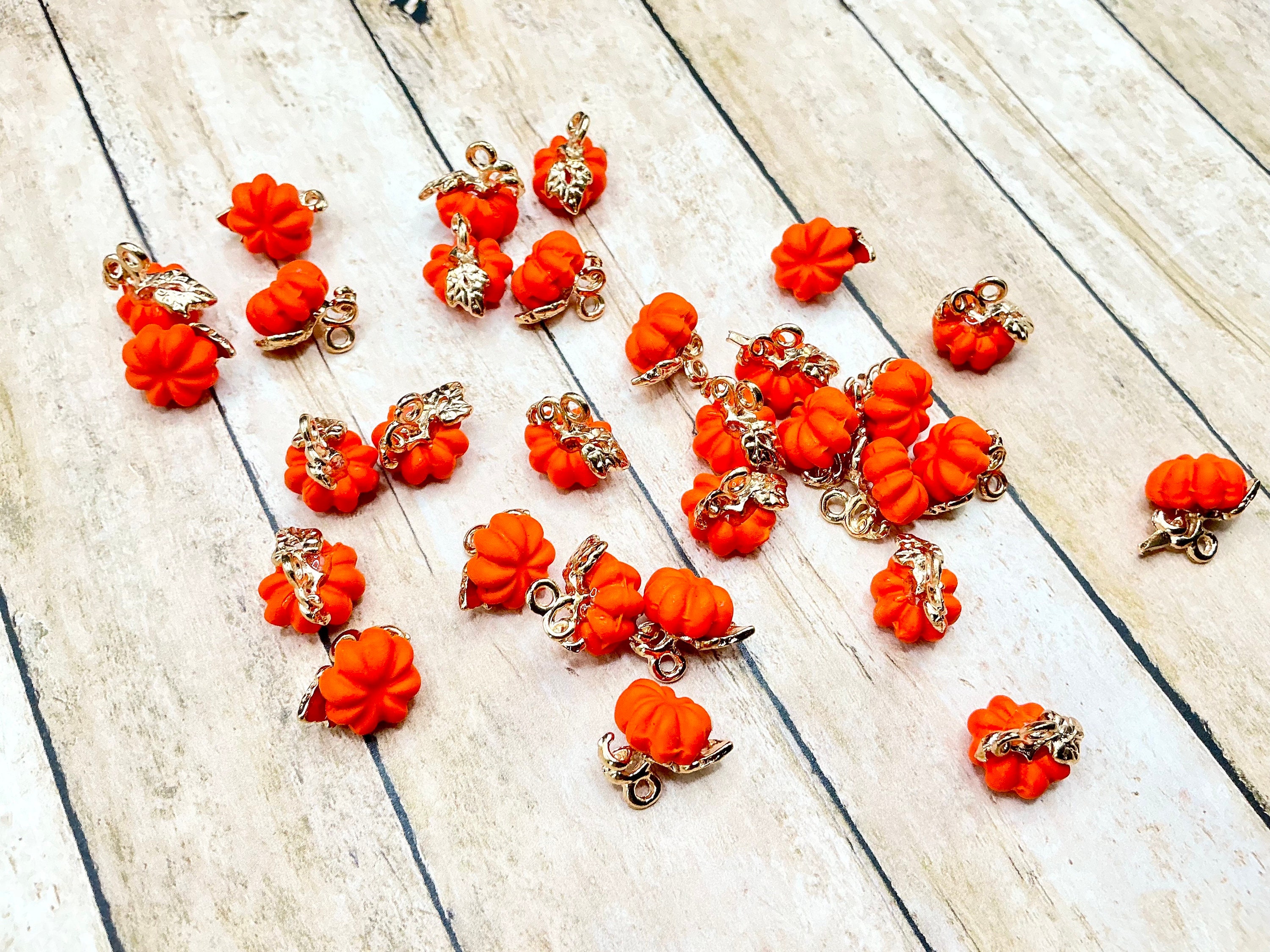 Bulk Pumpkin Charms - Small Orange Pumpkins - Halloween Pumpkin Charms - Small Fall Charms - Thanksgiving Charms (SPJ295PA)