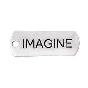 Silver &quot;IMAGINE&quot; Charms - Silver Imagine Charms - Bulk Message Charms - Inspirational Charms - Bulk Motivational Charms (SP43160)