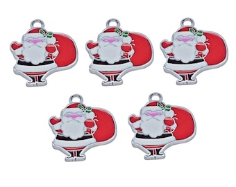 Santa Claus Charms: Multicolored Enamel Christmas Charms 28x23mm (SPE1031P)