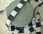 2 Yards - Black and White Check Ribbon - 1 2 Inch