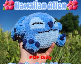 Tubby Cubby Hawaiian Alien Crochet Pattern Amigurumi Stuffed Animal Plushie No felt No paint
